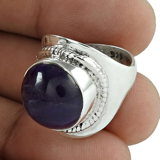 Natural Amethyst Gemstone 925 Silver Solitaire Tribal Ring Size 5 For Women R22