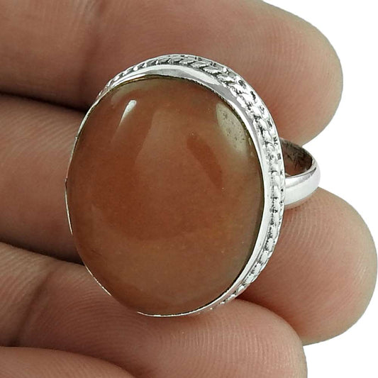 Gift For Women Cocktail Bohemian Ring Size 6.5 925 Silver Natural Aventurine X12