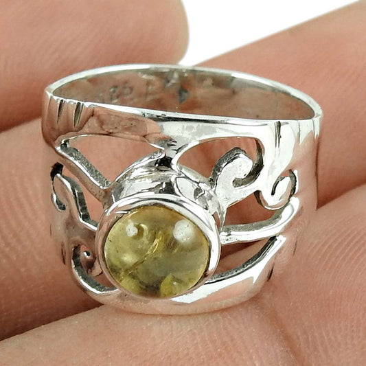Rattling Citrine Gemstone 925 Sterling Silver Ring Vintage Gift Jewellery