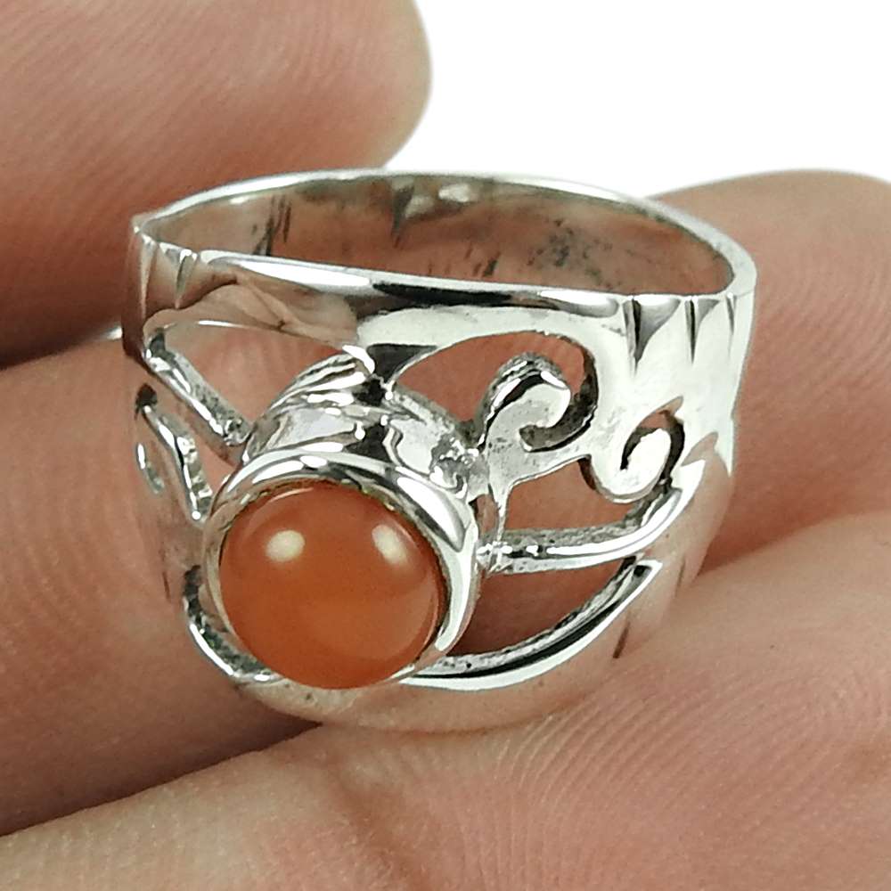 Scrumptious Carnelian Gemstone Filigree Ring 925 Sterling Silver Jewellery