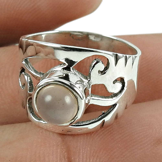 Daily Wear Rose Quartz Gemstone 925 Sterling Silver Ring Jewellery