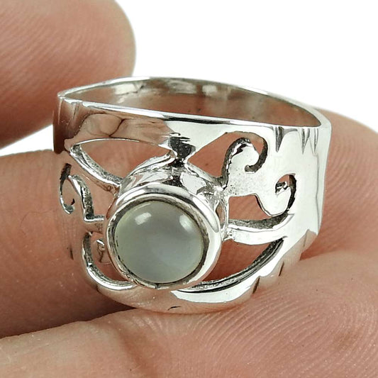 Graceful Chalcedony Gemstone 925 Sterling Silver Ring Jewellery