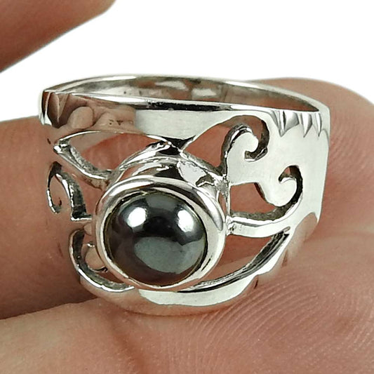 Dainty Gun Metal Gemstone 925 Sterling Silver Vintage Ring Jewellery