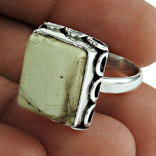 Natural Septarian Gemstone Statement Boho Ring Size 6.5 925 Sterling Silver I8