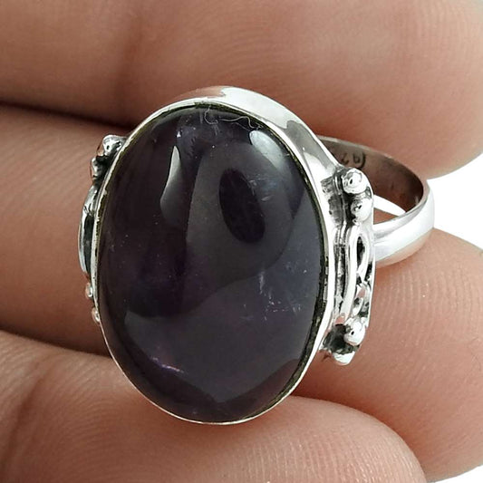 Gift For Women Solitaire Tribal Ring Size 6 925 Silver Natural Amethyst R9
