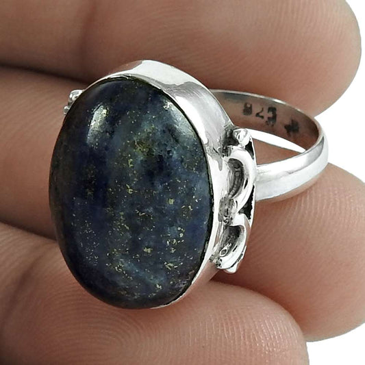 Gift For Her Natural Lapis Lazuli Statement Tribal Ring Size 6 925 Silver E11