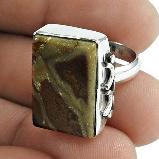 Natural Agate Gemstone 925 Silver Cocktail Tribal Ring Size 5.5 For Girls P8
