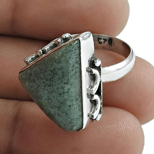 Gift For Her 925 Silver Natural Jasper Gemstone Cocktail Boho Ring Size 5.5 A4