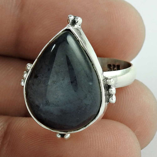Natural Kyanite Gemstone Solitaire Boho Blue Ring Size 7 925 Sterling Silver K10
