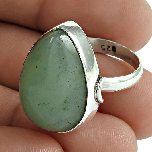 Gift For Her 925 Silver Natural Chalcedony Statement Ethnic Ring Size 8 Q4