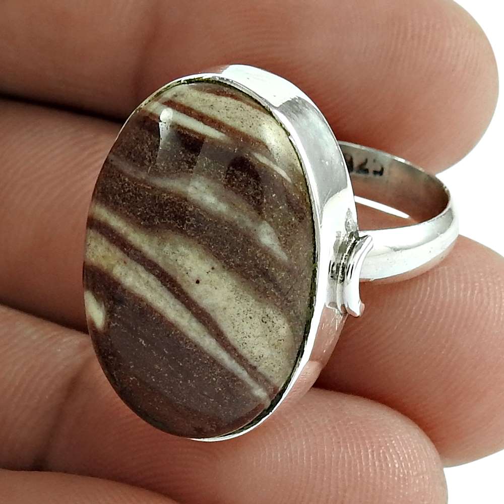 Natural Septarian Statement Bohemian Ring Size 7 925 Silver For Women A16