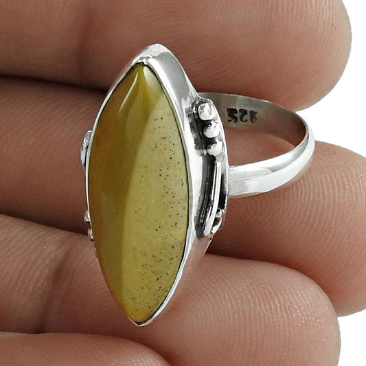 Natural Picture Jasper 925 Silver Statement Vintage Ring Size 7 For Girls Y2
