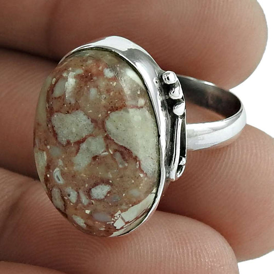 Natural Rosetta Gemstone Statement Bohemian Chocolate Ring Size 6 925 Silver A6
