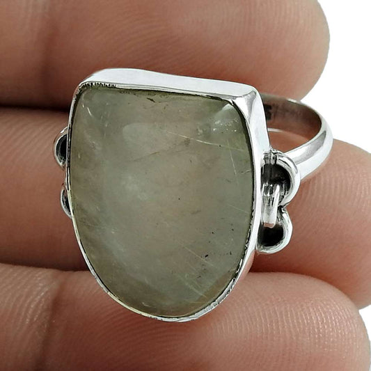 Gift For Her 925 Silver Natural Golden Rutile Cocktail Bohemian Ring Size 7 T8