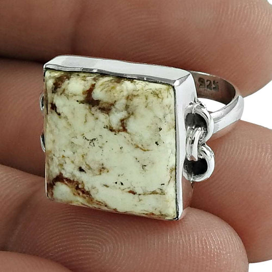 Natural Ocean Jasper 925 Silver Solitaire Vintage Ring Size 6 For Girls B6