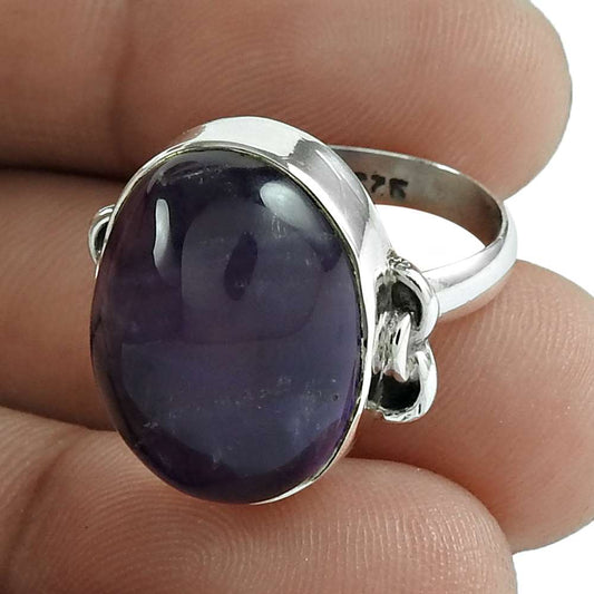 Natural Amethyst Gemstone 925 Silver Solitaire Tribal Ring Size 6 For Women D6
