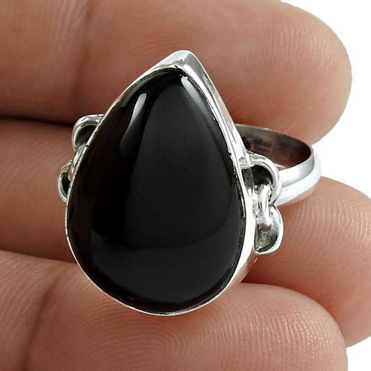 Natural Onyx Gemstone Solitaire Vintage Ring Size 6 925 Sterling Silver G4
