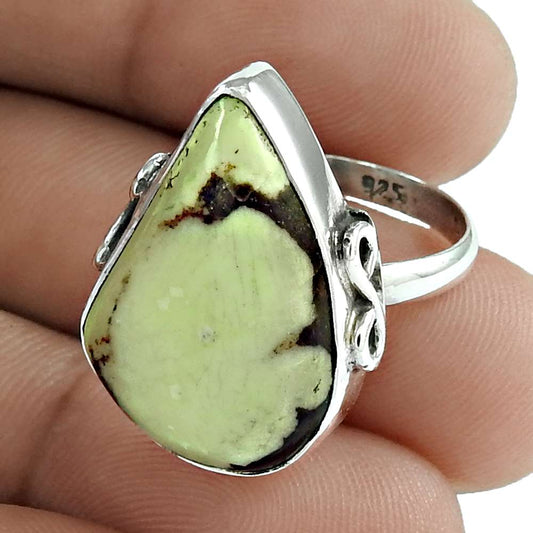Wedding Gift For Her 925 Silver Natural Septarian Cocktail Boho Ring Size 6 V8