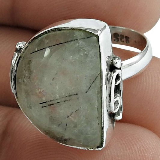 Statement Vintage Ring Size 6 925 Silver Natural Rutilated Quartz K6