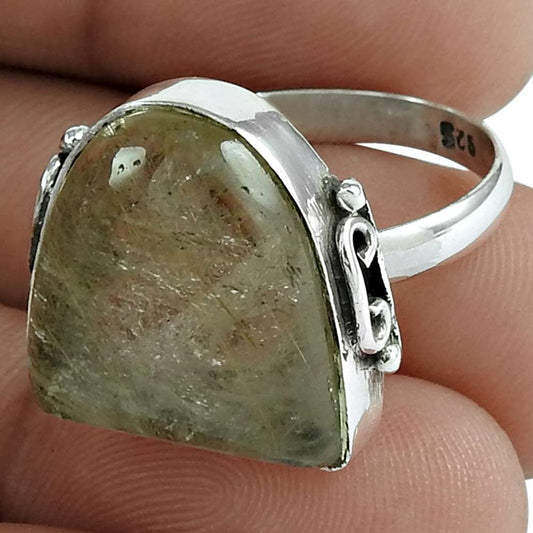 Gift For Her Natural Golden Rutile Cocktail Boho Ring Size 9 925 Silver L6