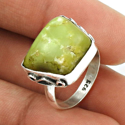 Natural Chrysoprase Statement Tribal Ring Size 6 925 Silver For Girls Z13