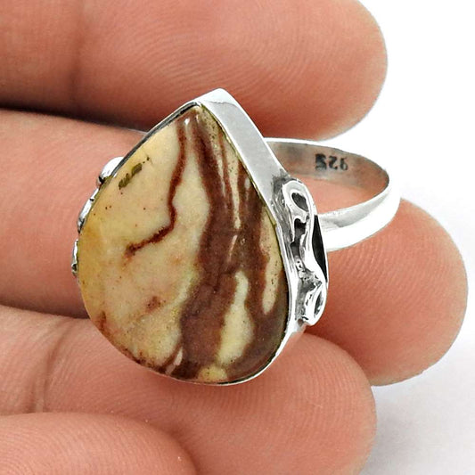 Natural Septarian Solitaire Ethnic Ring Size 6.5 925 Silver For Women H24