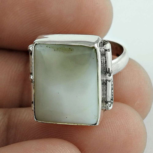 Gift For Her 925 Silver Natural Botswana Agate Cocktail Bohemian Ring Size 6 D7