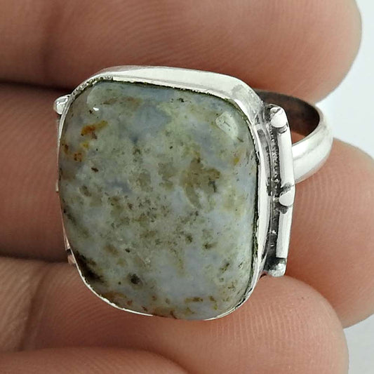 Natural Ocean Jasper Cocktail Bohemian Ring Size 6 925 Silver For Girls Z12