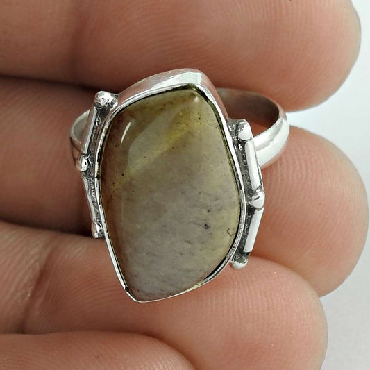 Natural Jasper Gemstone Statement Boho Multicolor Ring Size 6 925 Silver E7
