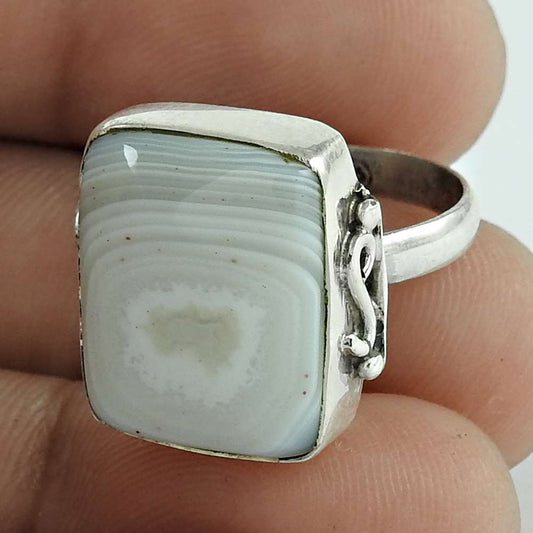 Big Royal Style 925 Sterling Silver Botswana Agate Ring Wholesaler India