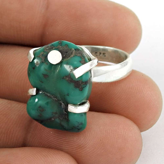 Natural Turquoise Gemstone Statement Ring Size 7 925 Silver For Girls W6