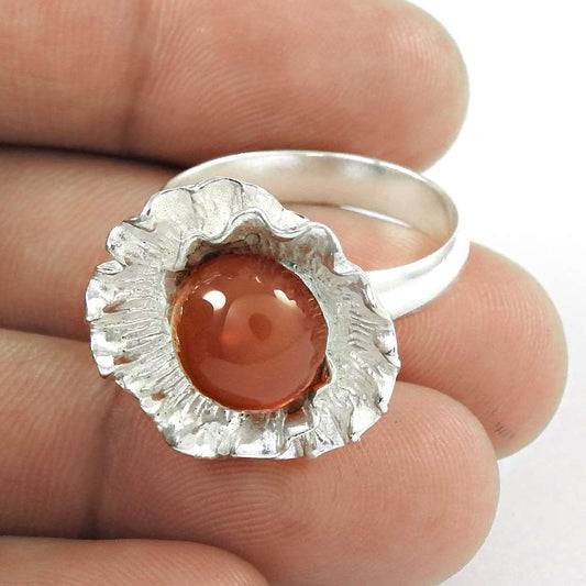 New Exclusive Style 925 Sterling Silver Carnelian Ring