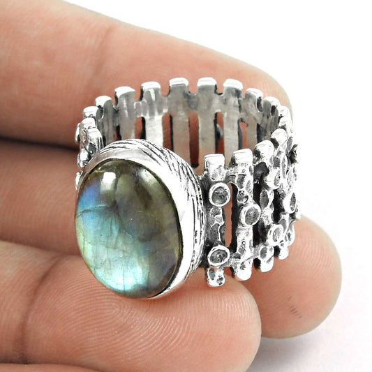 Blue Shine 925 Sterling Silver Labradorite Ring