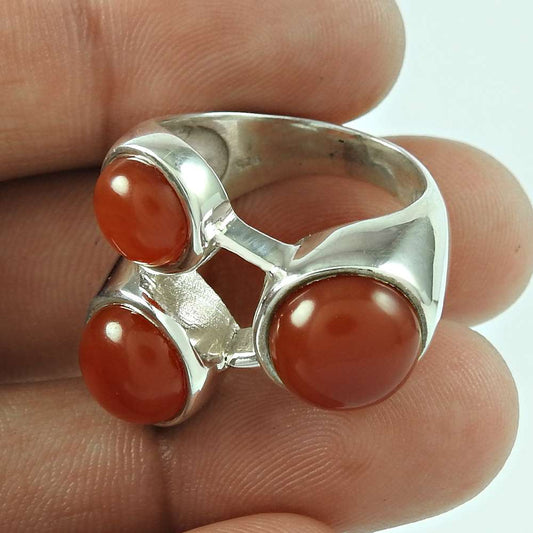 Beautiful Carnelian Gemstone 925 Sterling Silver Ring Jewellery