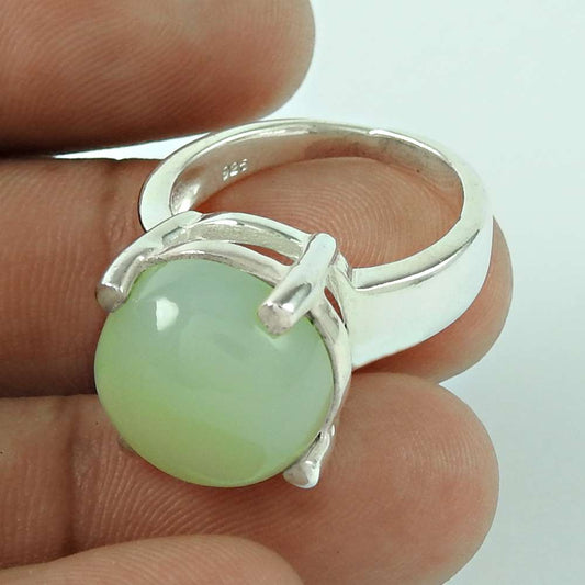 Trendy Chalcedony Gemstone 925 Sterling Silver Ring Jewellery