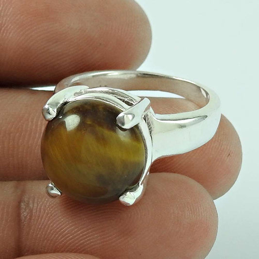 Lovely Tiger Eye Gemstone Indian Sterling Silver Ring Jewellery