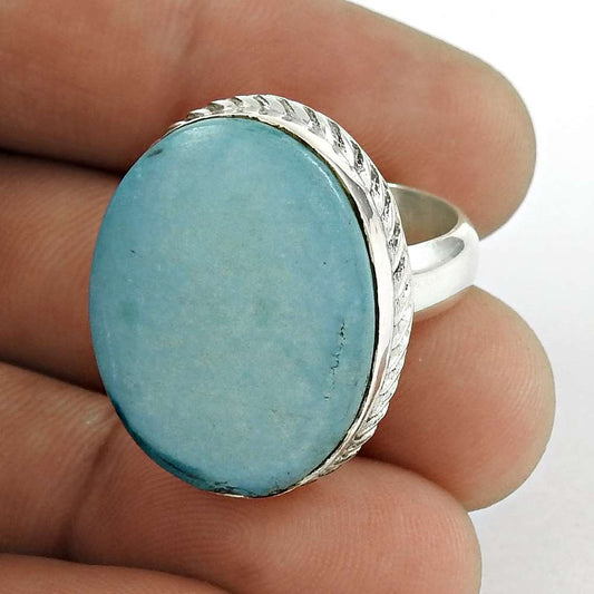 Natural Larimar Gemstone Statement Vintage Ring Size 7 925 Sterling Silver D3