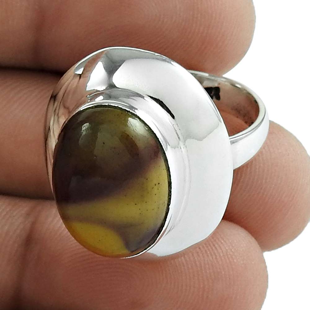 Natural Mookaite Gemstone Cocktail Tribal Ring Size 8 925 Silver For Girls L23