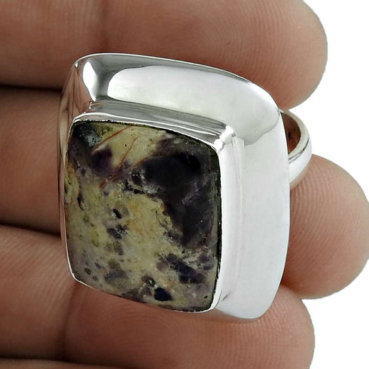 Woman Gift Jasper Gemstone Boho Ring Size 8.5 925 Sterling Silver I30