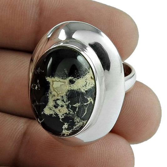 Woman Gift Natural Jasper Gemstone Ring Size 7 925 Sterling Silver I12