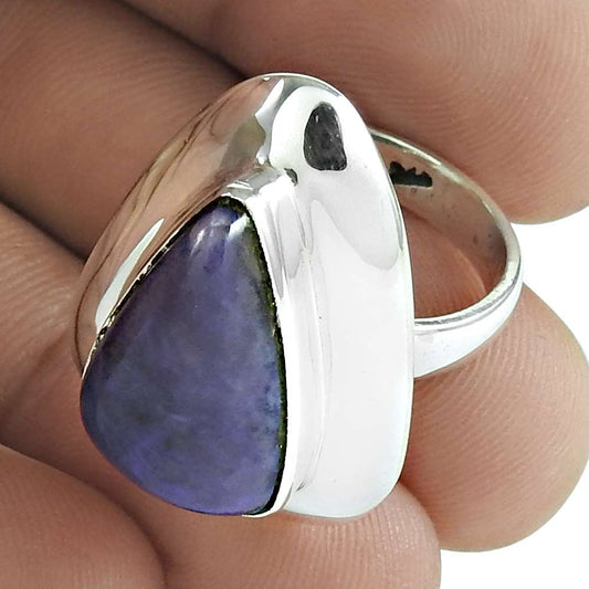 Woman Gift Natural Charoite Gemstone 925 Sterling Silver Ring Size 7 J12