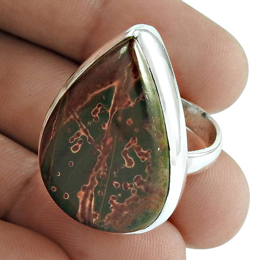 Woman Gift Natural Jasper Gemstone Ring Size 7 925 Sterling Silver K12