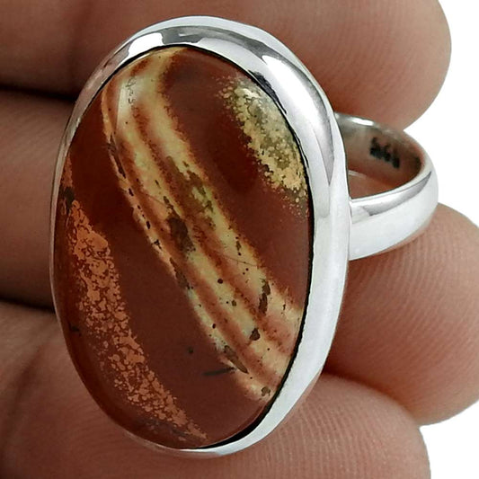 Woman Gift Natural Jasper Gemstone Statement Ring Size 7 925 Silver B13