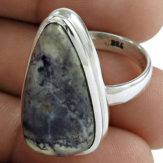 Gift For Her Natural Dendritic Agate Statement Boho Ring Size 7 925 Silver C25
