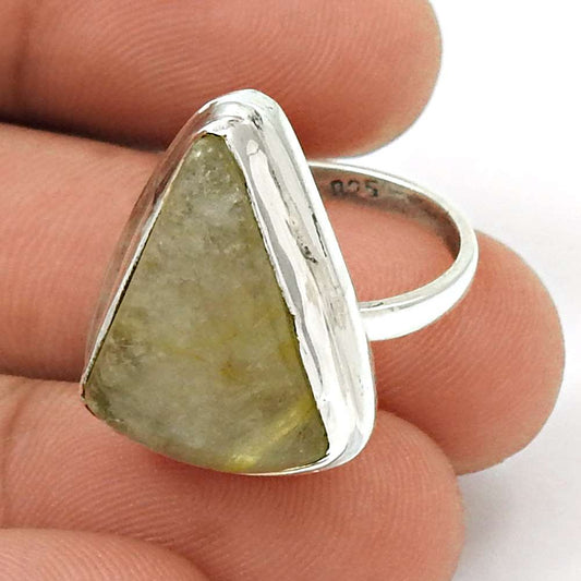 Gift For Her Natural Golden Rutile Statement Boho Ring Size 6 925 Silver O21