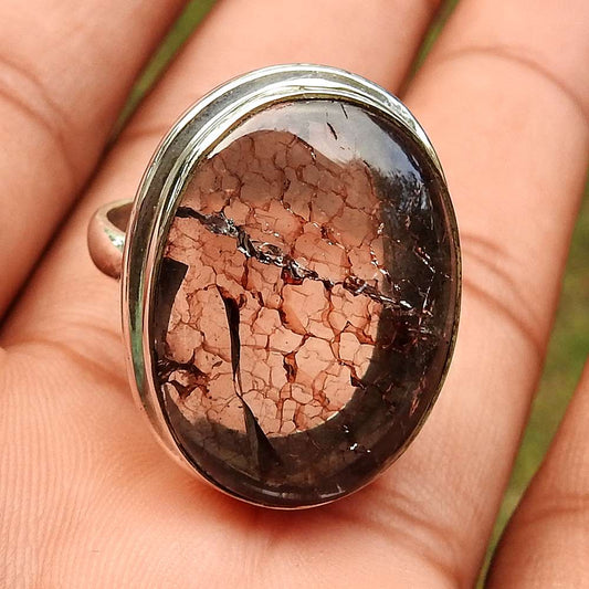 925 Sterling Silver Jewellery Ethnic Snake Rutile Gemstone Ring