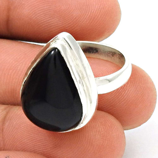 Woman Gift Natural Onyx Gemstone Ring Size 6 925 Sterling Silver J13