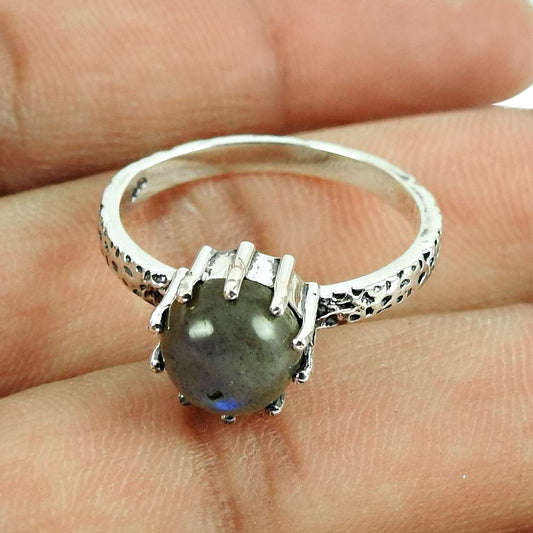 Dainty Labradorite Gemstone Sterling Silver Ring 925 Silver Vintage Jewellery Wholesale