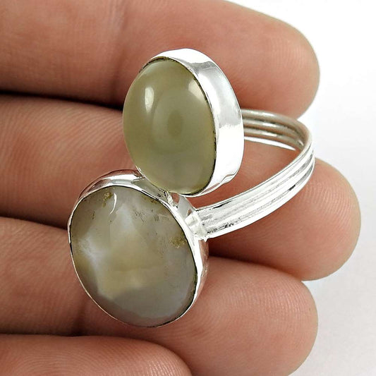 Woman Gift 925 Silver Natural Moonstone Statement Boho Ring Size 9 U31