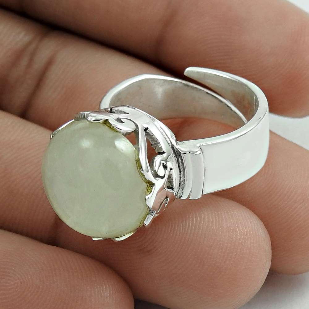 Christmas Gift Natural Moonstone Solitaire Ring Size 7 925 Silver B4